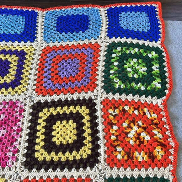 💕GORGEOUS Vintage Granny Square Afghan Crochet Blanket Throw - Picture 8 of 13